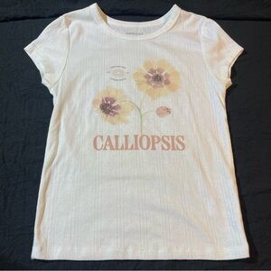 American Eagle Floral Flower Jersey Pointelle Knit White Short Sleeve Baby Tee